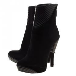 Loriblu Black Suede Platform Ankle Boots Size 37