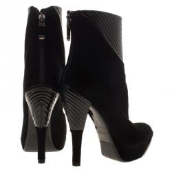 Loriblu Black Suede Platform Ankle Boots Size 37
