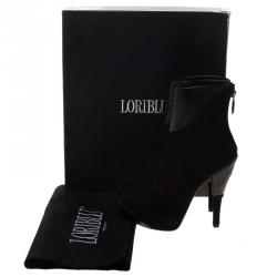 Loriblu Black Suede Platform Ankle Boots Size 37