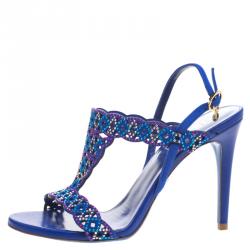 Loriblu Blue Studded Suede Sandals Size 38