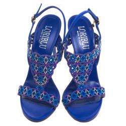 Loriblu Blue Studded Suede Sandals Size 38