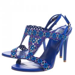 Loriblu Blue Studded Suede Sandals Size 38