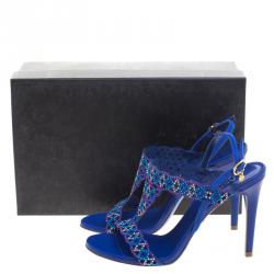 Loriblu Blue Studded Suede Sandals Size 38