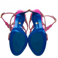 Pre Owned Loriblu Pink Studded Suede Sandals Size 38