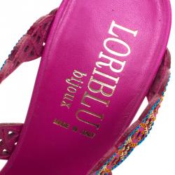 Pre Owned Loriblu Pink Studded Suede Sandals Size 38