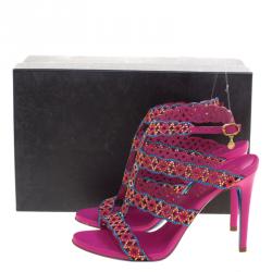 Pre Owned Loriblu Pink Studded Suede Sandals Size 38