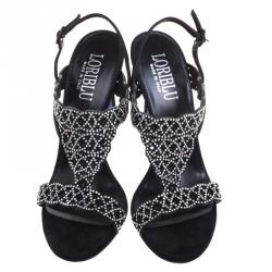 Loriblu Black Studded Suede Sandals Size 39