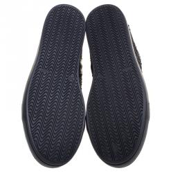 Pre Owned Loriblu Black Crystal Embroidered Suede and Leather High Top Sneakers Size 39