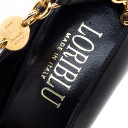 Loriblu Black Leather Chain Embellished Pointed Pumps Size 39