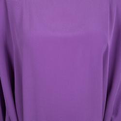 Pre Owned Loro Piana Purple Kissy Silk Leather Trim Oversized Kaftan Tunic S