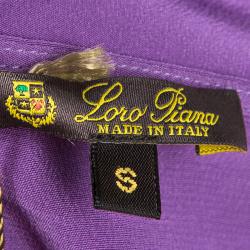 Pre Owned Loro Piana Purple Kissy Silk Leather Trim Oversized Kaftan Tunic S
