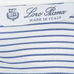 Pre Owned Loro Piana Off-White Striped Mandarin Collar Long Sleeve Silk Shirt S