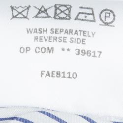 Pre Owned Loro Piana Off-White Striped Mandarin Collar Long Sleeve Silk Shirt S