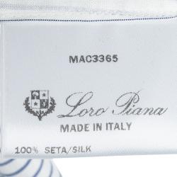 Pre Owned Loro Piana Off-White Striped Mandarin Collar Long Sleeve Silk Shirt S