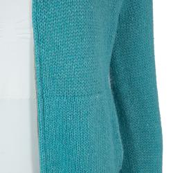 Pre Owned Loro Piana Turquoise Blue Zip Front Cardigan S