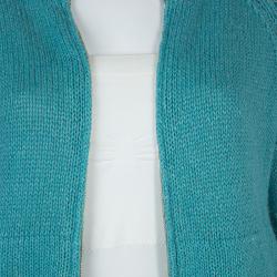 Pre Owned Loro Piana Turquoise Blue Zip Front Cardigan S