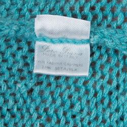 Pre Owned Loro Piana Turquoise Blue Zip Front Cardigan S