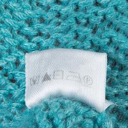 Pre Owned Loro Piana Turquoise Blue Zip Front Cardigan S