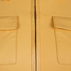 Pre Owned Loro Piana Mustard Yellow Lambskin Leather Jacket S
