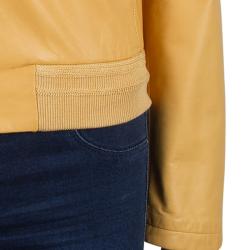 Pre Owned Loro Piana Mustard Yellow Lambskin Leather Jacket S