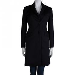 Pre Owned Loro Piana Navy Blue Cashmere Storm System Overcoat S