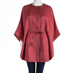 Pre Owned Loro Piana Red Cashmere Belted Coat M