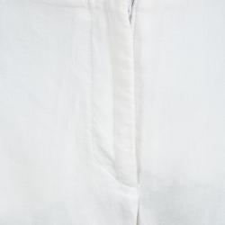 Pre Owned Loro Piana Off White Linen Wide Leg Pants L