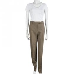 Pre Owned Loro Piana Brown Linen Straight Fit Trousers M