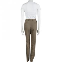 Pre Owned Loro Piana Brown Linen Straight Fit Trousers M