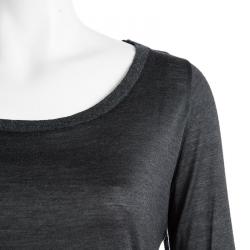 Pre Owned Loro Piana Grey Cashmere Slub Knit Long Sleeve Top S