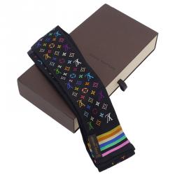 Pre Owned Louis Vuitton Black Multicolor Monogram Silk Bandeau