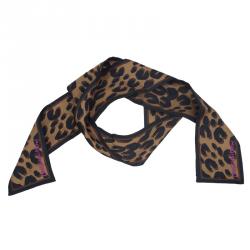 Pre Owned Louis Vuitton Brown Leopard Silk Bandeau