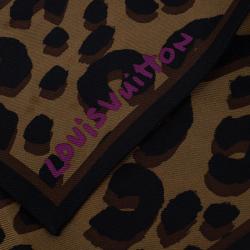 Pre Owned Louis Vuitton Brown Leopard Silk Bandeau