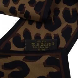 Pre Owned Louis Vuitton Brown Leopard Silk Bandeau