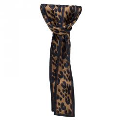 Pre Owned وشاح لوي فيتون حرير بني بنقشة الفهد