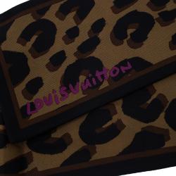 Pre Owned وشاح لوي فيتون حرير بني بنقشة الفهد