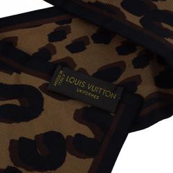 Pre Owned وشاح لوي فيتون حرير بني بنقشة الفهد