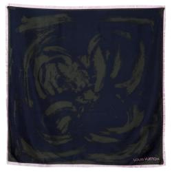 LOUIS VUITTON Carre Winter Navy Square Silk Scarf