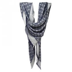 Pre Owned Louis Vuitton Blue Monogram Denim Shawl