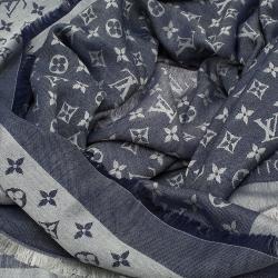 Pre Owned Louis Vuitton Blue Monogram Denim Shawl