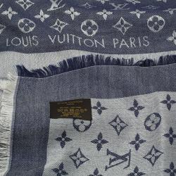 Pre Owned Louis Vuitton Blue Monogram Denim Shawl