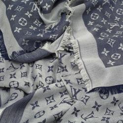 Louis Vuitton Blue Monogram Wool and Silk Shawl