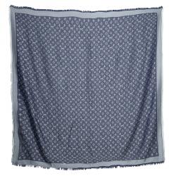 Pre Owned وشاح لوي فيتون حرير و صوف مونوغرامي أزرق