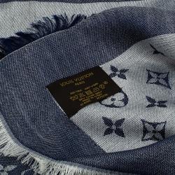 Pre Owned وشاح لوي فيتون حرير و صوف مونوغرامي أزرق