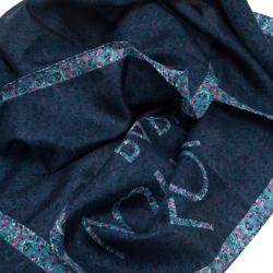 Pre Owned وشاح لوي فيتون مزين بشعار الماركة حرير أزرق منقوش 