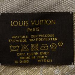 مملوكة مسبقًا وشاح لوي فيتون مونوغرامي حرير بيج لامع