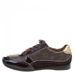 Louis Vuitton Brown Monogram Canvas and Leather Square Toe Sneakers Size 40