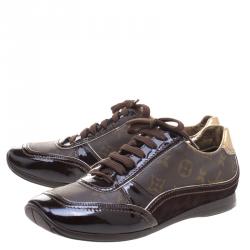 Louis Vuitton Brown Monogram Canvas and Leather Square Toe Sneakers Size 40