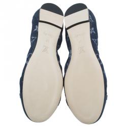 Pre Owned Louis Vuitton Navy Blue Monogram Denim Elba Cap Toe Ballet Flats Size 37