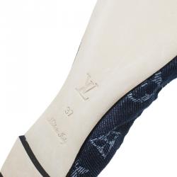 Pre Owned Louis Vuitton Navy Blue Monogram Denim Elba Cap Toe Ballet Flats Size 37